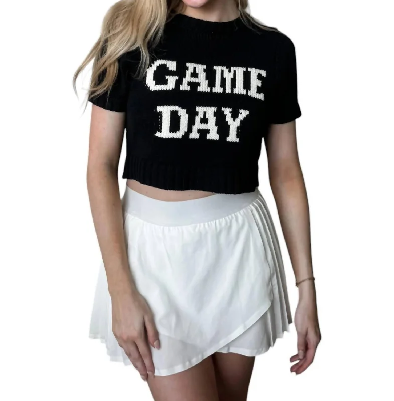 Knitted SummerGame Day Knit Top In Black