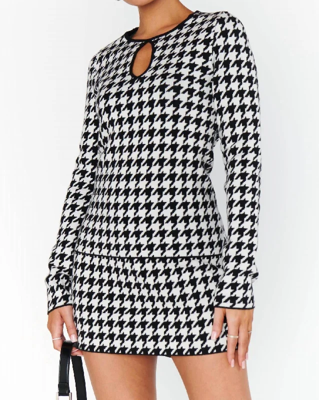 Knit LayeredTippi Top In Houndstooth Knit