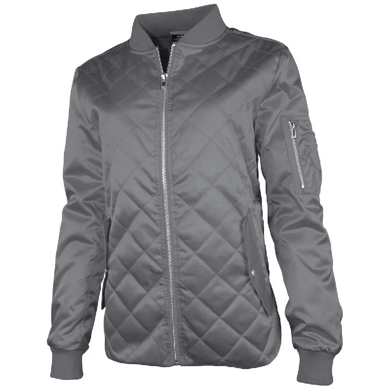 Designer JacketsCharles River Women's Grey Quilted Boston Flight Jacket