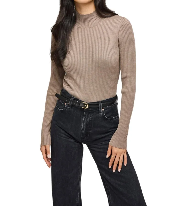 Knit TexturedArlen Ribbed Knit Top In Cobblestone