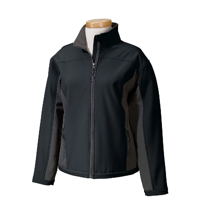 Reflective JacketsDevon & Jones Women's Black/Dark Charcoal Soft Shell Colorblock Jacket