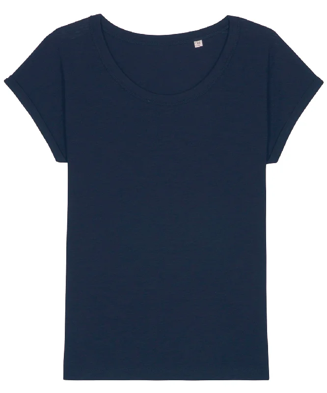 Glitter JacketsFrench Navy - Women's Stella Rounders slub rolled sleeve slub t-shirt (STTW112)