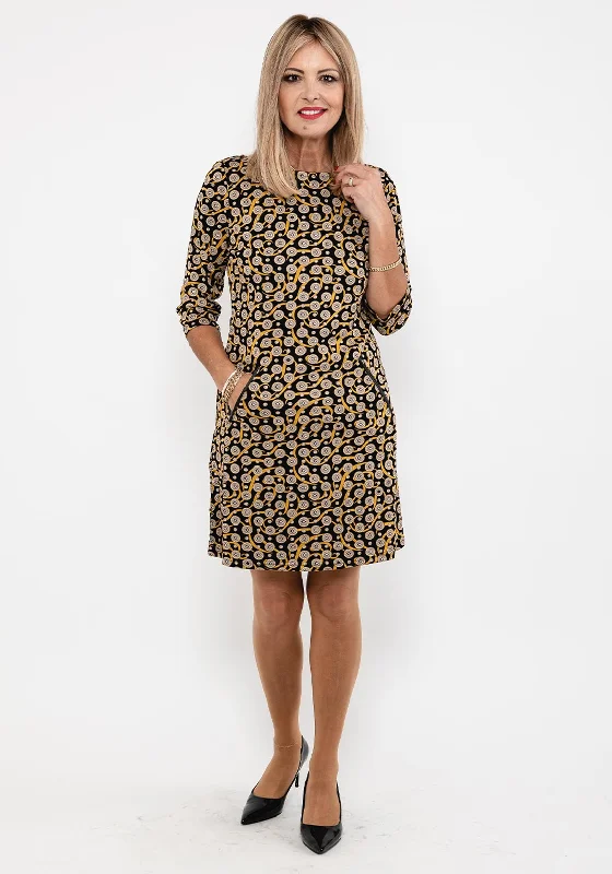 Seventy1 Circle & Swirl Print Mini Dress, Black & YellowUtility Dress