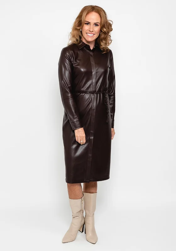 Rino & Pelle Stacey Faux Leather Shirt Dress, Dark OakVelvet Dress