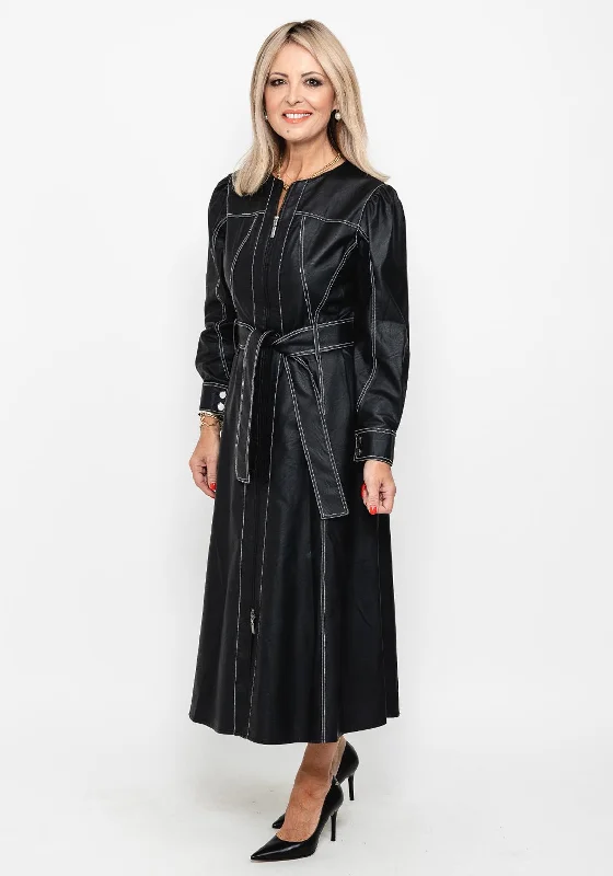 Camelot Contrast Stitch Faux Leather Dress, BlackPrinted Dress