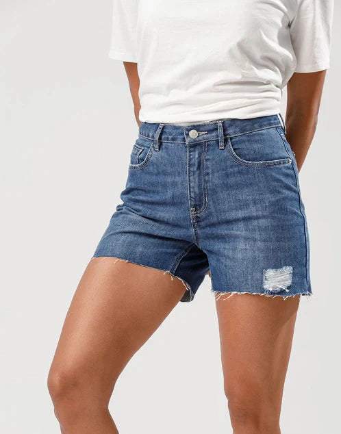 High Waist Denim ShortOverall