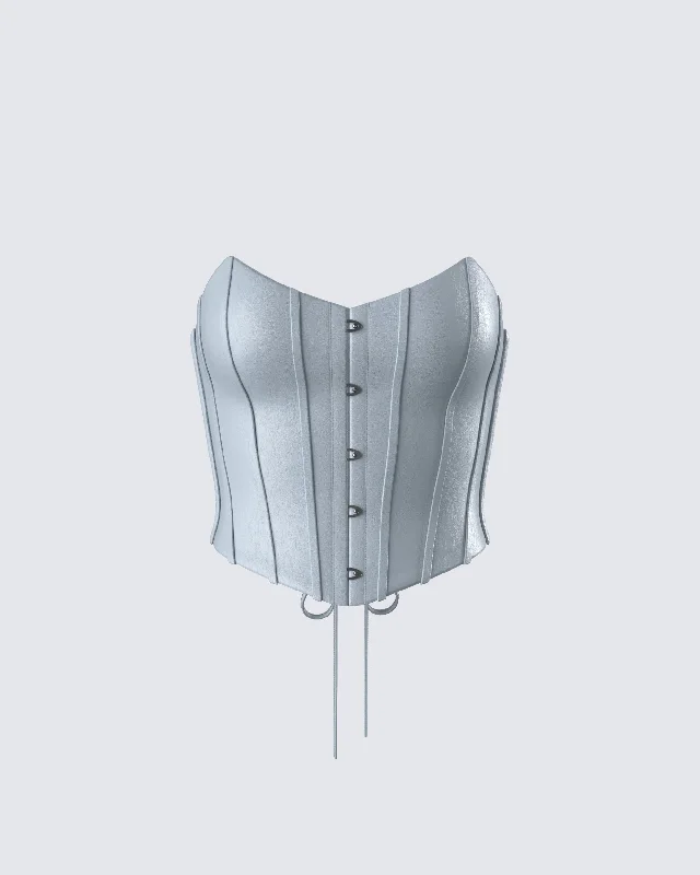 Tui Grey Vegan Leather Corset Top