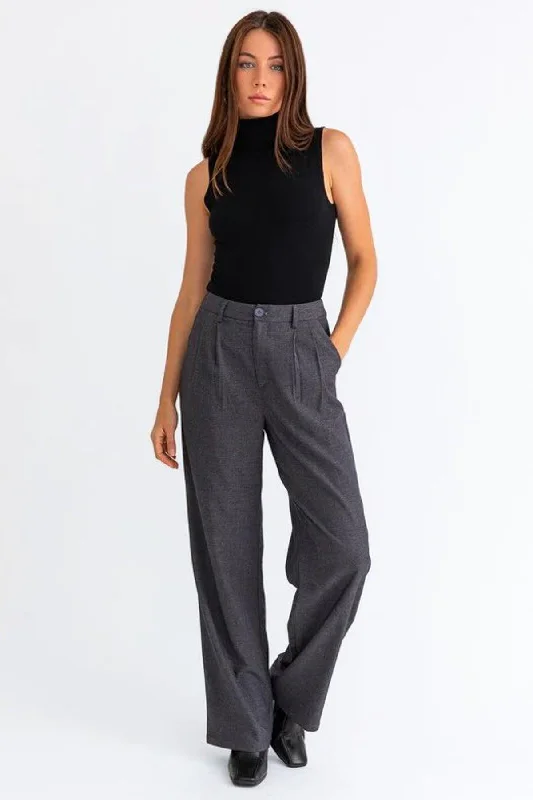 Elegant High Waisted Flowy Denim PantsZip-off Pants