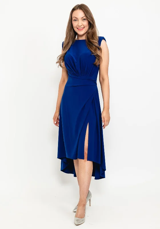 Kate Cooper Draped Waist Midi Dress, Royal BluePrinted Dress