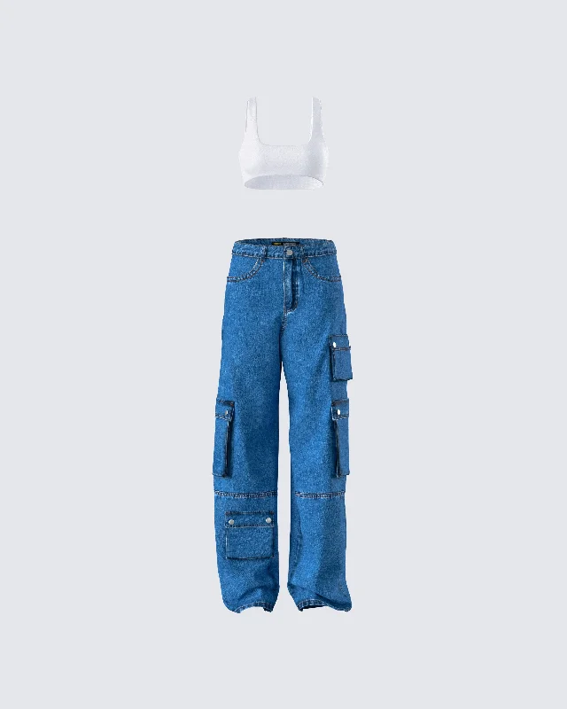 Agnetha Denim Cargo Set