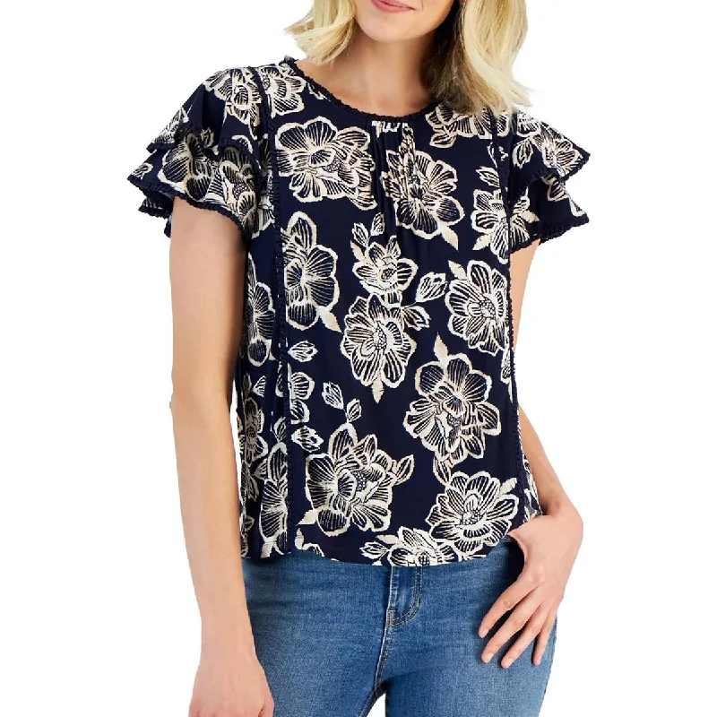 Thermal ShirtsWomens Floral Print Jersey Blouse