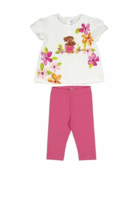 Mayoral Baby Girl Flower Top and Legging Set, Pink Multi