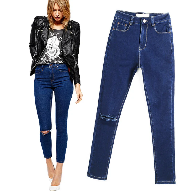 Skinny Jeans For Women Slim Pencil PantsLow-rise