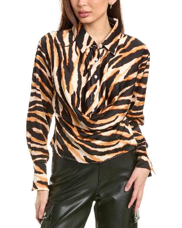 Polyester ShirtsGracia Draped Front Satin Blouse