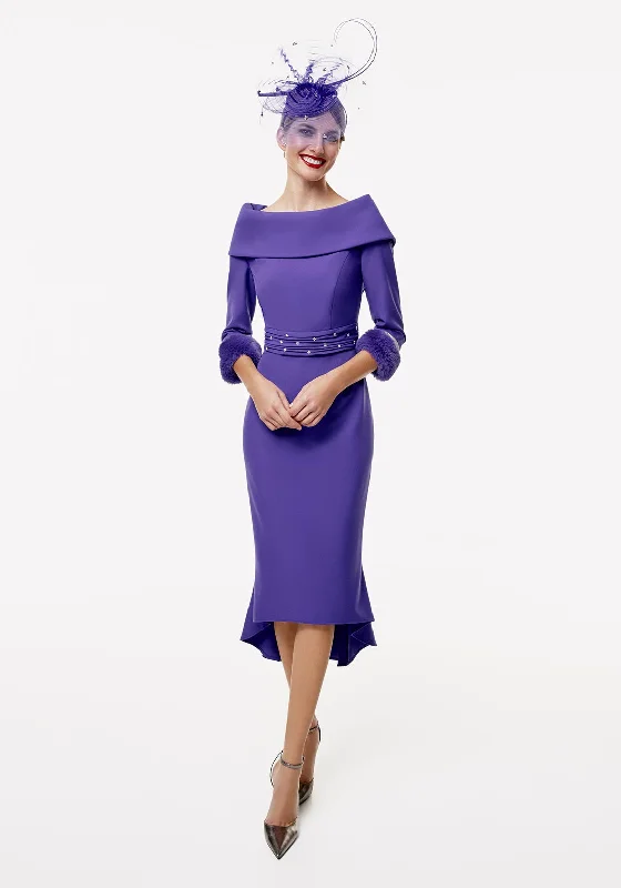 Gabriela Sanchez Detailed Fishtail Midi Dress, PurpleModern Dress