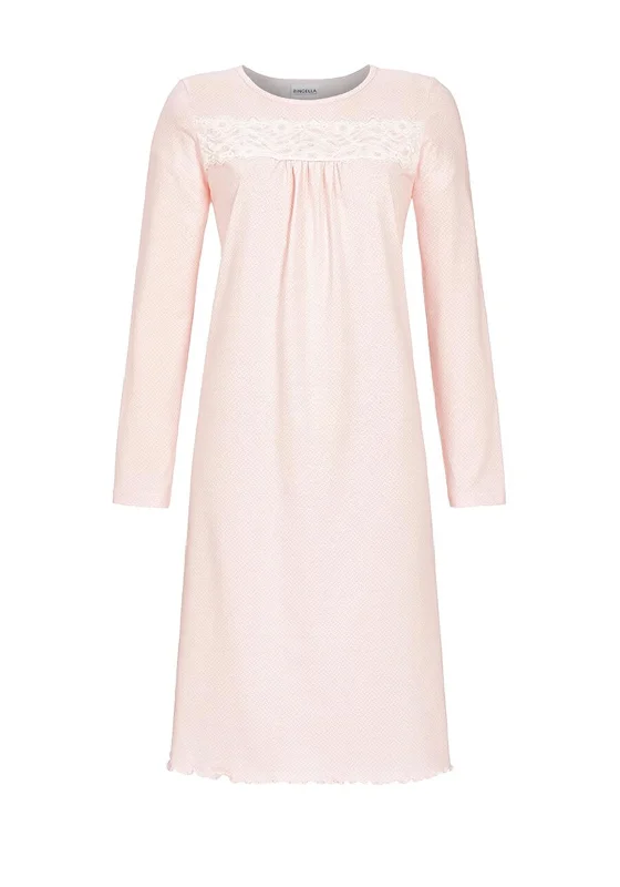 Ringella Lace Panel Cotton Nightdress, PinkBall Gown