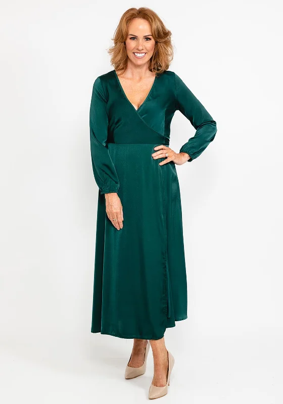 Seventy1 Satin Wrap Maxi Dress, Forest GreenTennis Dress