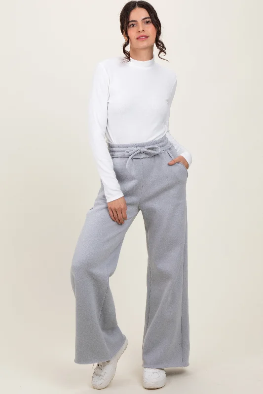 Heather Grey Exposed Seam Wide Leg SweatpantsMom Jeans