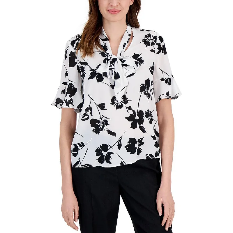 Mesh ShirtsWomens Crepe Floral Print Blouse