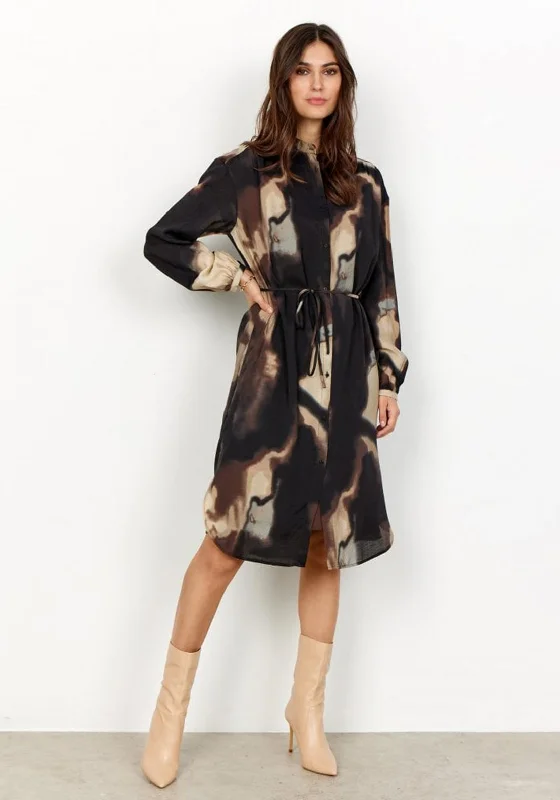 Soyaconcept Glenn Shirt Dress, Black MultiHigh-low Dress