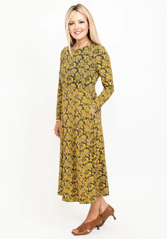 White Stuff Madeline Peacock Print Midi Dress, Chart MultiA-line Dress