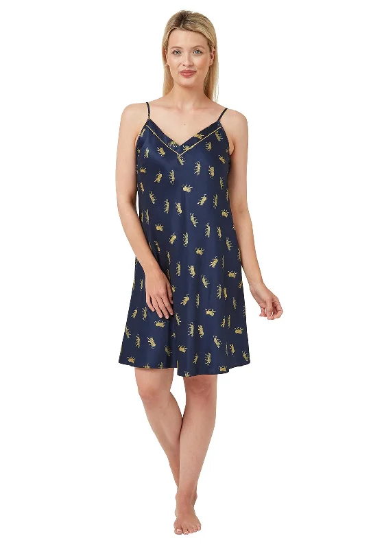 Indigo Sky Leopard Cat Print Nightdress, NavyStrapless Dress