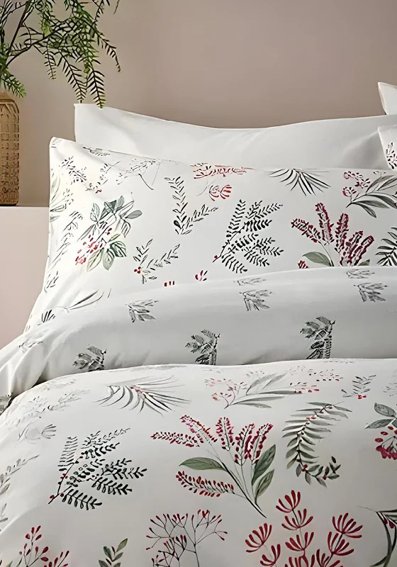 Vantona Home Festive Sprig Brushed Cotton Duvet Cover Set, White Multi