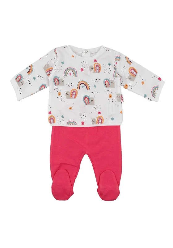 Babybol Baby Girl Rainbow Print 2 Piece Set, Pink Multi