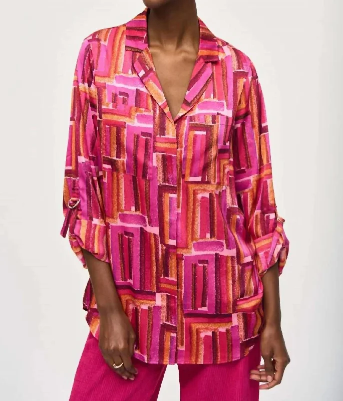 Streetwear ShirtsSatin Blouse In Pink Multi