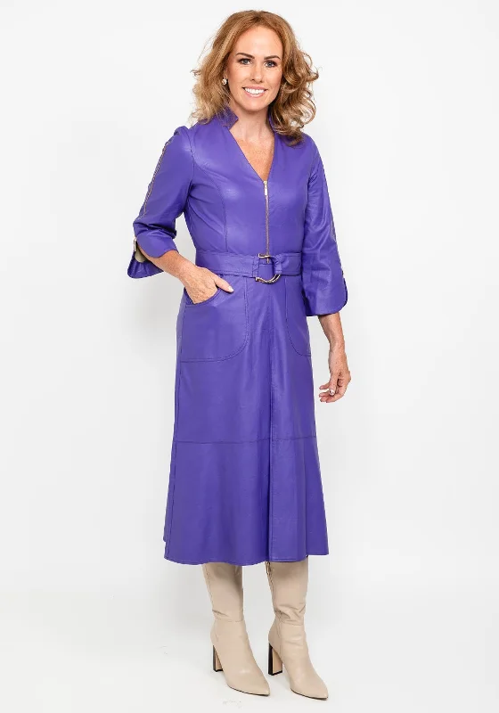 Camelot Faux Leather Midi Dress, PurpleChiffon Dress