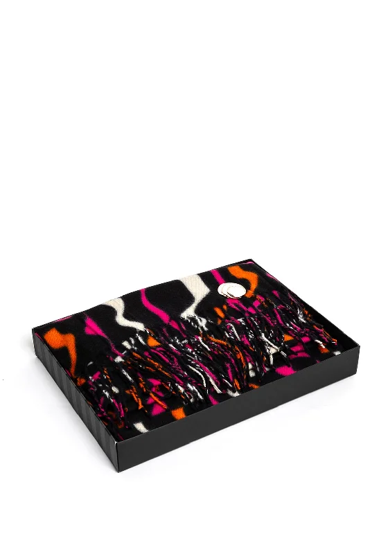 Serafina Collection Wavy Print Scarf & Brooch Gift Set