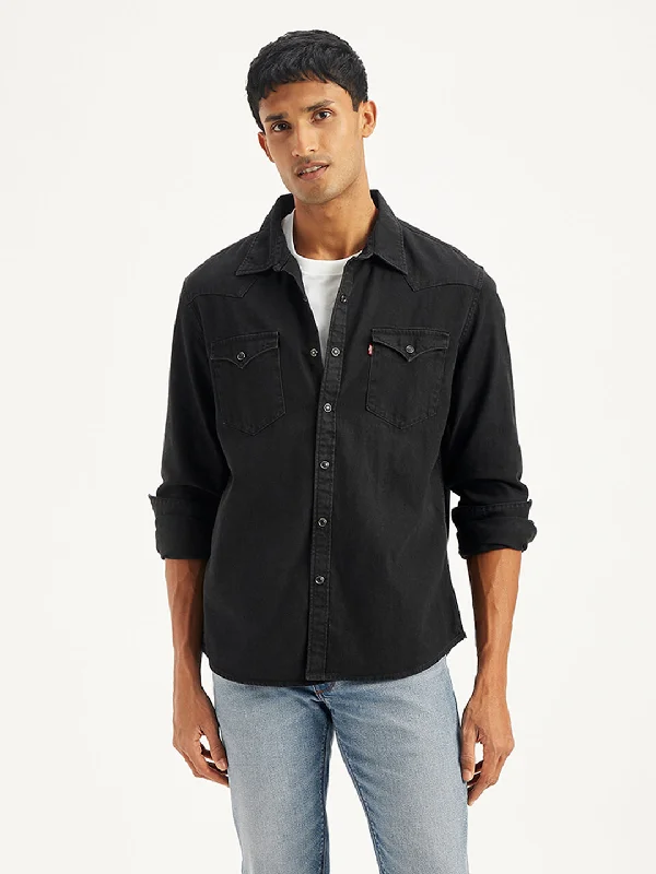 Men's Solid Regular Fit Denim ShirtCowboy festival