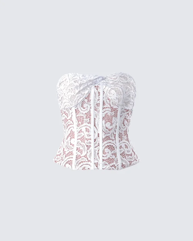 Zaya White Lace Corset Top