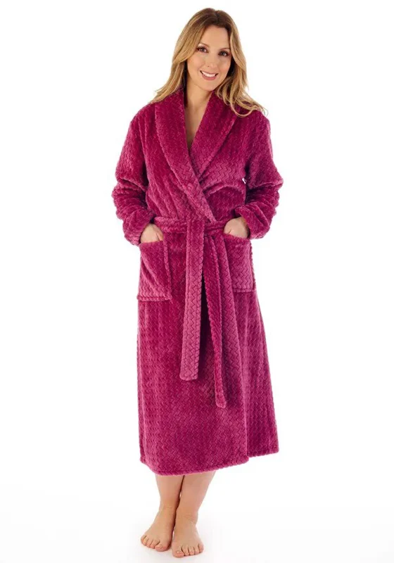 Slenderella Zig Zag Cosy Fleece Dressing Gown, RaspberryPlaid Dress