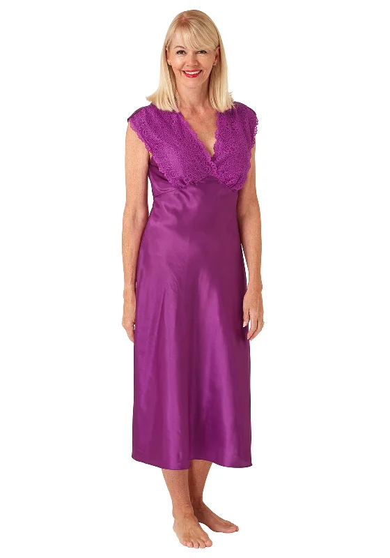 Marlon Lace Neckline Nightdress, FuchsiaAsymmetrical Dress