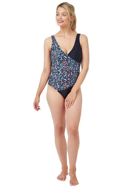 Oyster Bay Print V-neck Swimsuit, NavyVNeckTopOasis