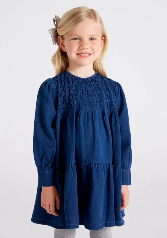 Mayoral Girls Long Denim Dress, Blue DenimOne-shoulder Dress