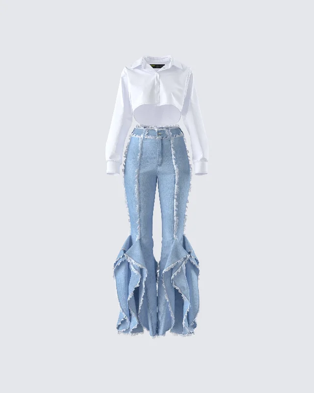 Chloe Frayed Denim Set