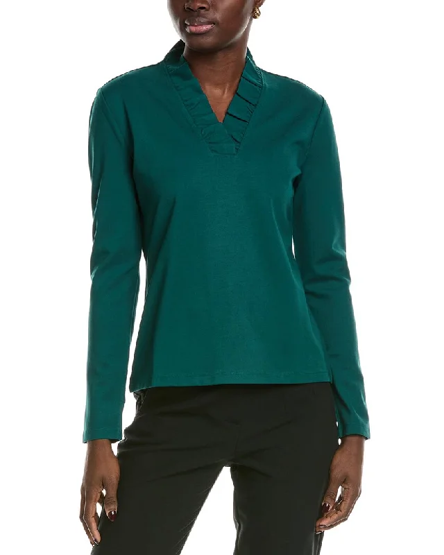 Embellished ShirtsBrooks Brothers Ruffle Neck Blouse