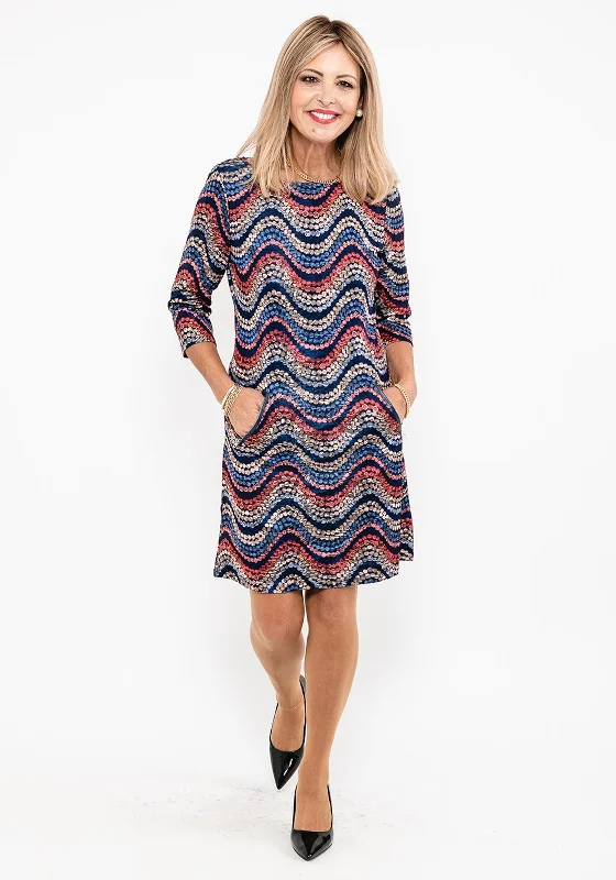 Seventy1 Metallic Pattern Knit Mini Dress, Navy MultiCasual Dress