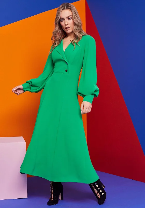 Kate Cooper Balloon Sleeve Maxi Dress, Emerald GreenUniform Dress