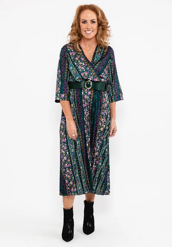 Seventy1 Multi Print Pleated Maxi Dress, Green MultiSheer Dress