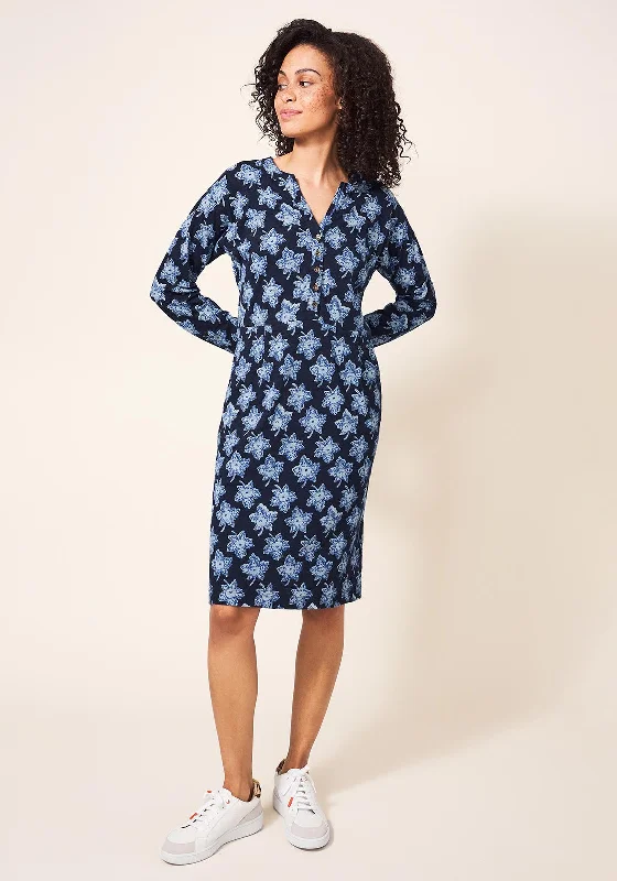 White Stuff Tammy Cotton Jersey Dress, Navy MultiBall Gown