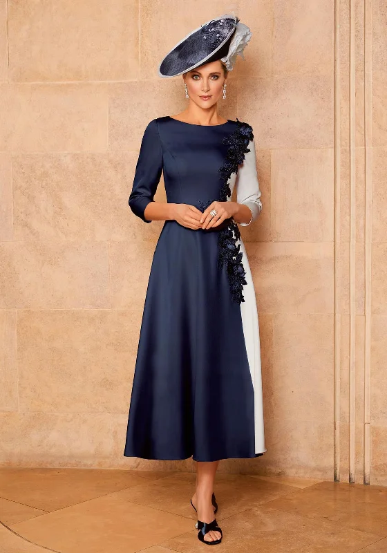 Veni Infantino Floral Applique Panel Dress, Navy & SilverMaxi Dress