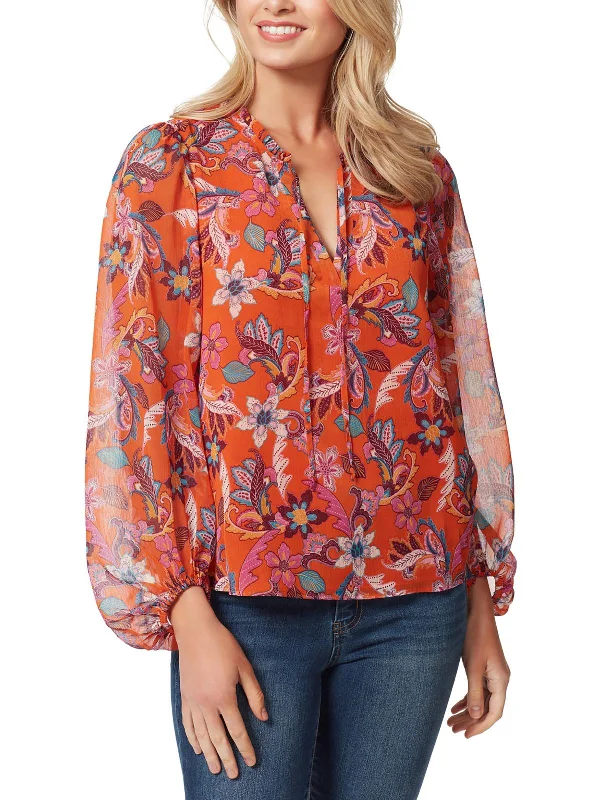 Sports Team ShirtsWomens Bishop Sleeve Floral Print Blouse