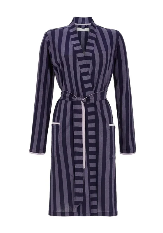 Ringella Striped Cotton Rich Dressing Gown, NavyBridal Dress