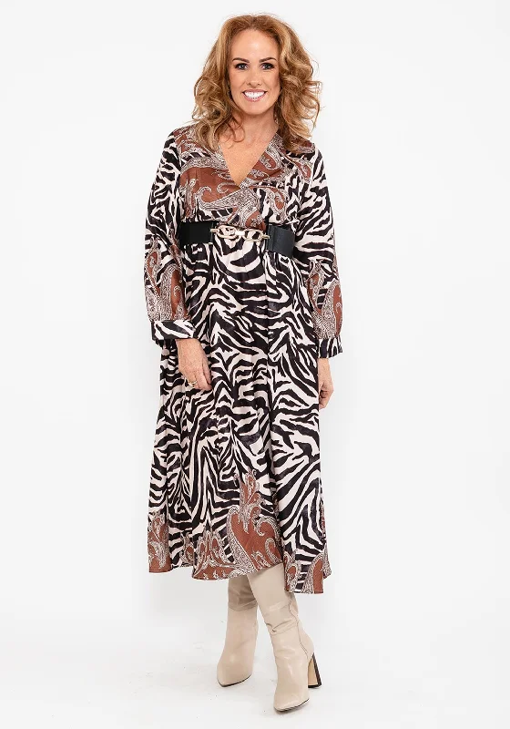 Seventy1 Animal & Ornate Print Maxi Dress, Black MultiSlit Dress