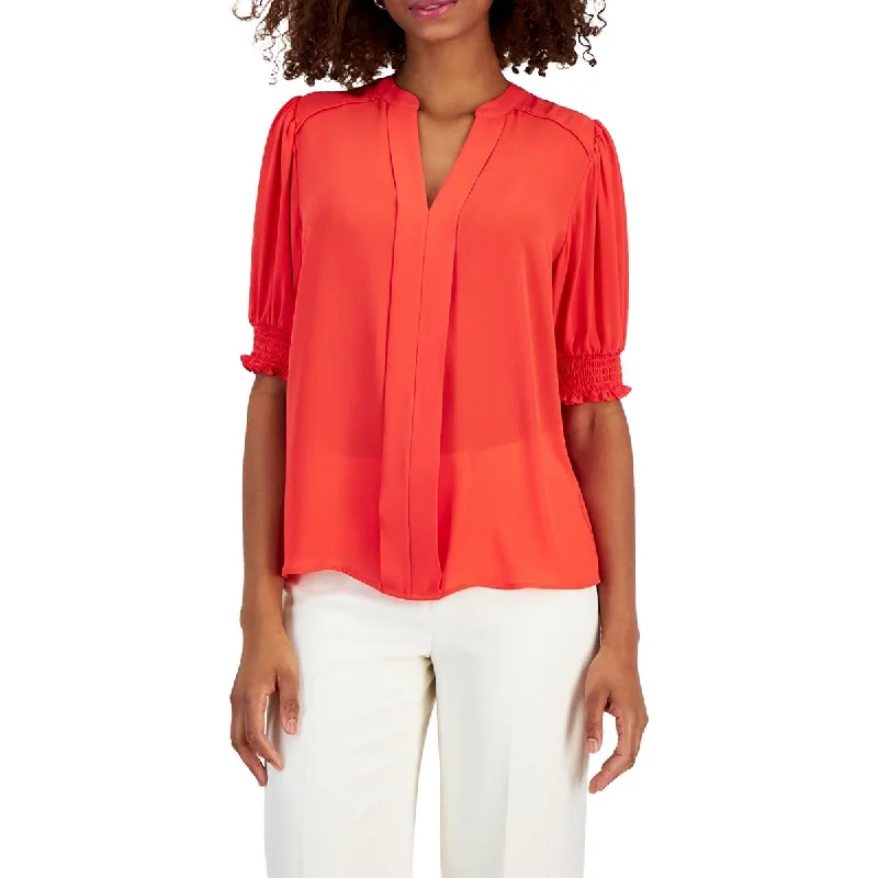 Layered ShirtsWomens Solid Polyester Blouse