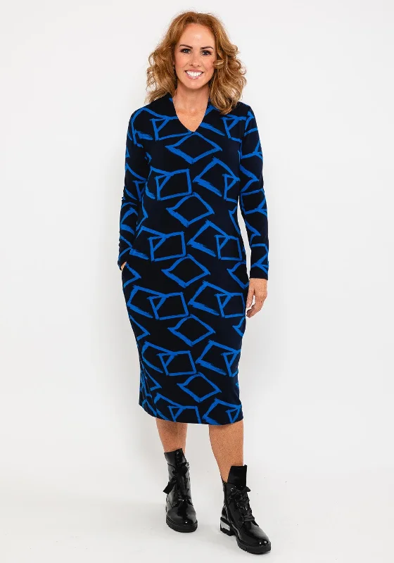 Capri Square Outline Midi Dress, Navy & CobaltTactical Dress