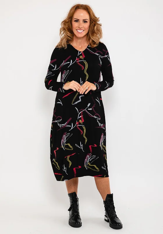 Capri Artistic Print Midi Dress, BlackHigh-visibility Dress